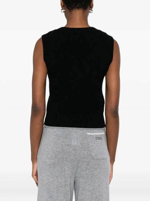 PINKO V-neck knitted vest - Black