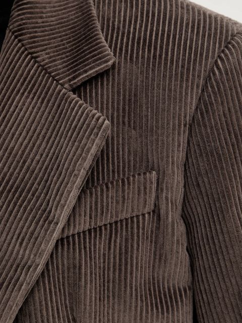 Weekend Max Mara marynarka sztruksowa FORMIA kolor brązowy jednorzędowa gładka 2525046052600