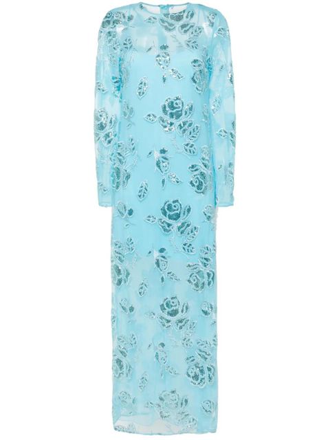 ROTATE BIRGER CHRISTENSEN floral-embroidery maxi dress - Blue - zdjęcie produktu nr 1