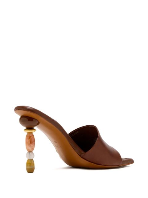 Cult Gaia beaded heeled sandals - Brown
