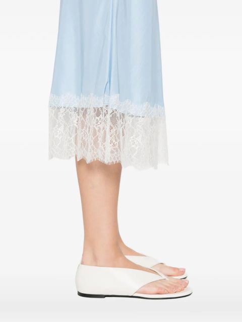 Moschino lace-trim midi skirt - Blue