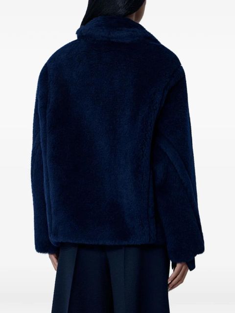 Max Mara single-breasted faux-fur coat - Blue