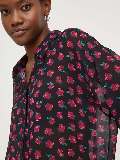 Answear.LAB koszula damska kolor czarny relaxed z kołnierzykiem klasycznym