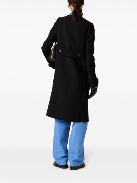 Miu Miu embroidered-logo poplin trousers - Blue