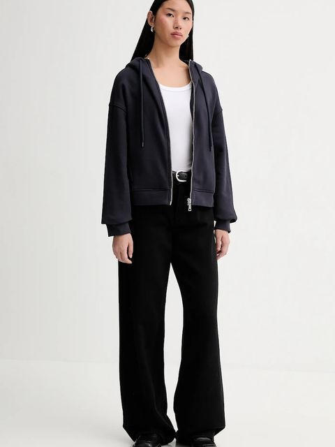 Marc O'Polo bluza bawełniana damska kolor granatowy z kapturem gładka 5000007531 - zdjęcie produktu nr 2