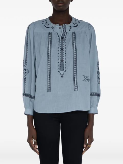Zadig&Voltaire Tigy embroidered cotton tunic - Blue