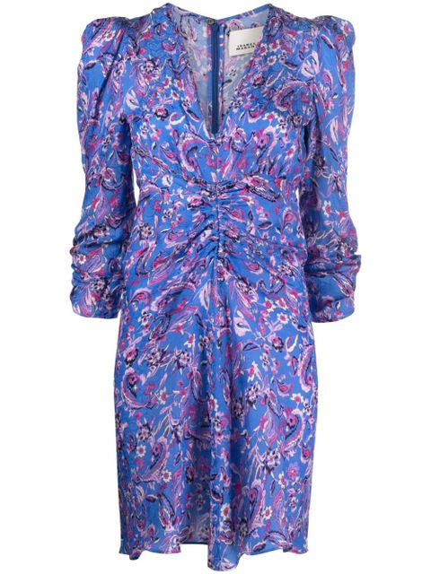 ISABEL MARANT floral-print ruched minidress - Blue - zdjęcie produktu nr 1