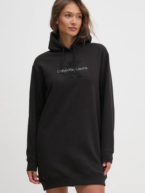 Calvin Klein Jeans sukienka bawełniana kolor czarny mini oversize J20J224685
