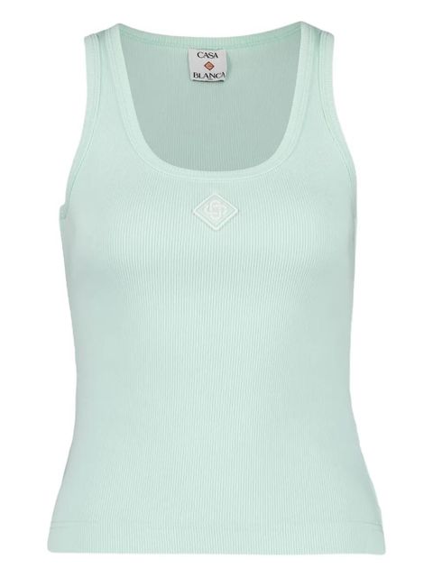 Casablanca rine-ribbed square-neck tank top - Green - zdjęcie produktu nr 1