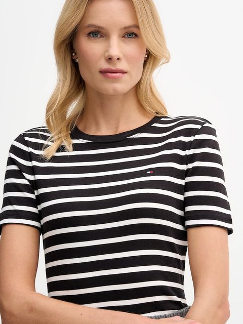 Tommy Hilfiger t-shirt bawełniany damski kolor czarny WW0WW40587