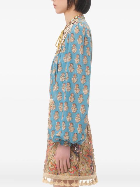 Valentino Garavani Petales d'Amour-print lurex top - Blue