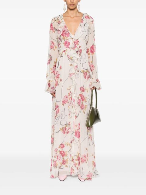 Blumarine floral-print maxi dress - Neutrals