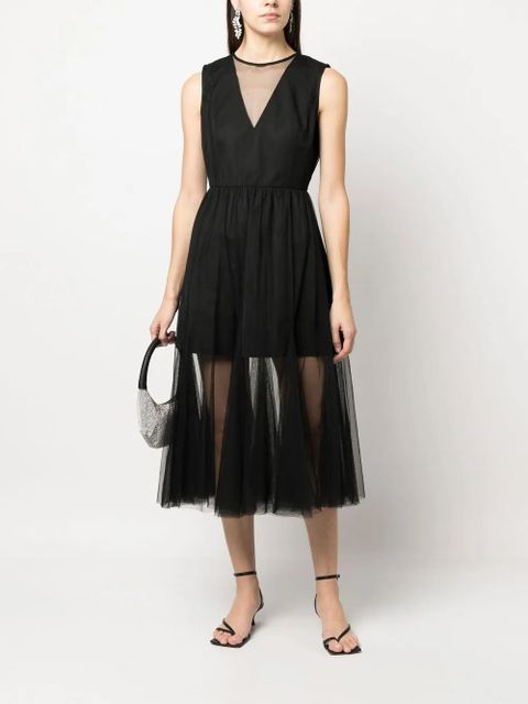 TWINSET tulle-trim sleeveless midi dress - Black - zdjęcie produktu nr 2