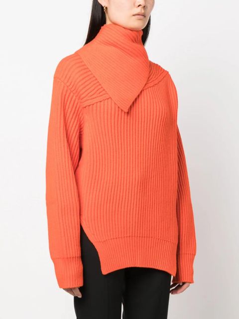 Jil Sander foldover-neck ribbed wool jumper - Orange - zdjęcie produktu nr 2