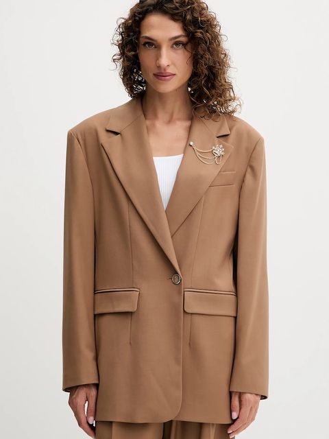 Fracomina marynarka kolor brązowy jednorzędowa gładka FS25WJ3005W66101 - zdjęcie produktu nr 1