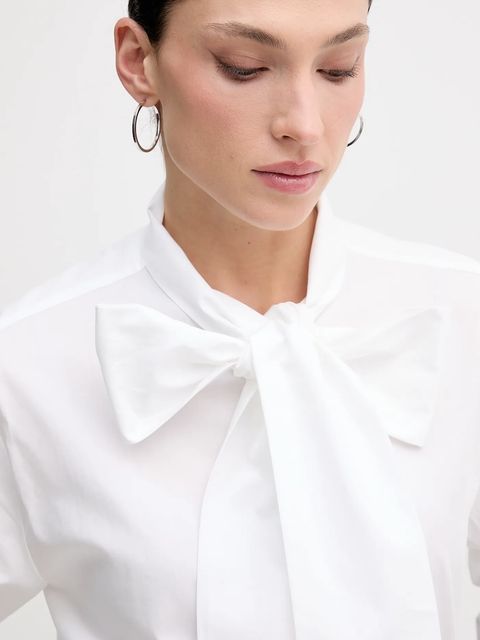 Pedro del Hierro koszula damska kolor biały relaxed z wiązanym dekoltem 6632008