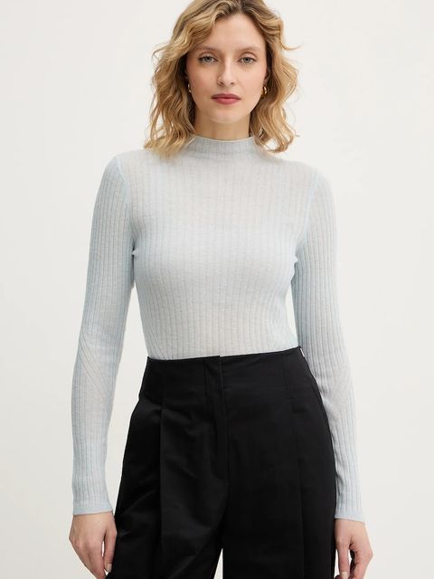 BOSS Orange sweter z dodatkiem wełny kolor niebieski lekki z półgolfem 50549391 - zdjęcie produktu nr 1