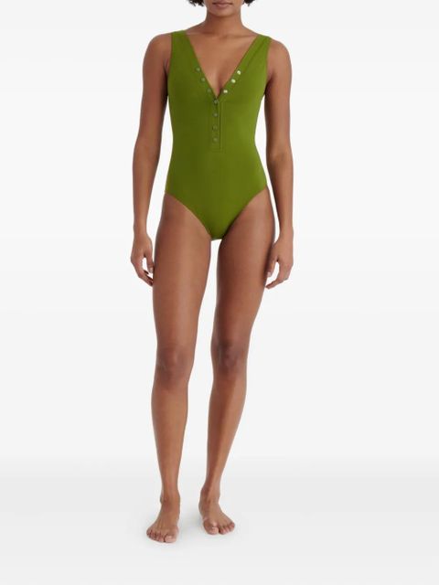 ERES Icône V-neck press-stud swimsuit - Green - zdjęcie produktu nr 2