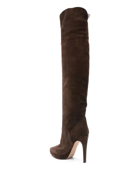 Casadei 100mm suede stiletto knee-high boots - Brown