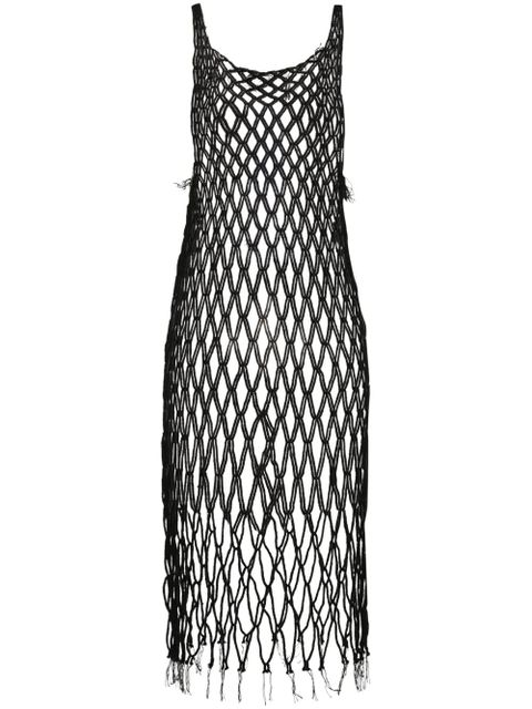MM6 Maison Margiela open-knit midi dress - Black - zdjęcie produktu nr 1