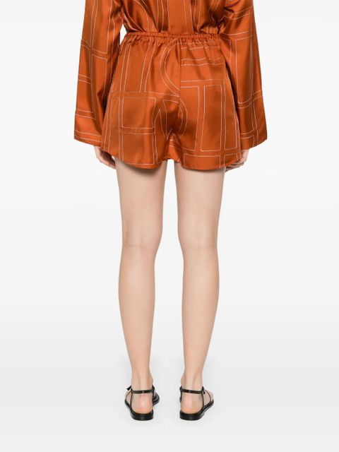 TOTEME monogram silk shorts - Brown