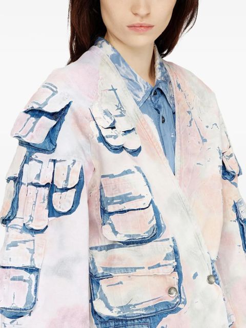 Diesel double-breasted patch-pocket denim jacket - White