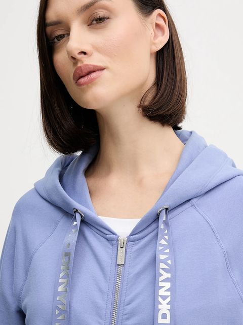 Dkny bluza damska kolor niebieski z kapturem gładka DP6J9510