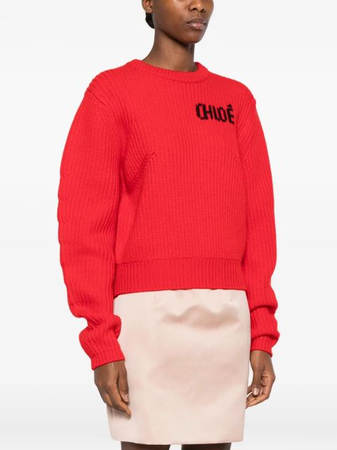Chloé CHLOE RD LS LOGO JUMPER RED