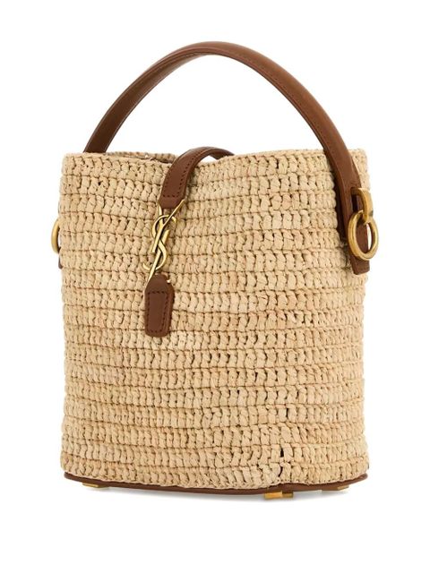 Saint Laurent Raffia mini Le 37 bucket bag - Neutrals