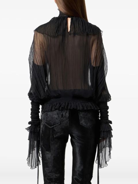 Blumarine high-neck lace blouse - Black