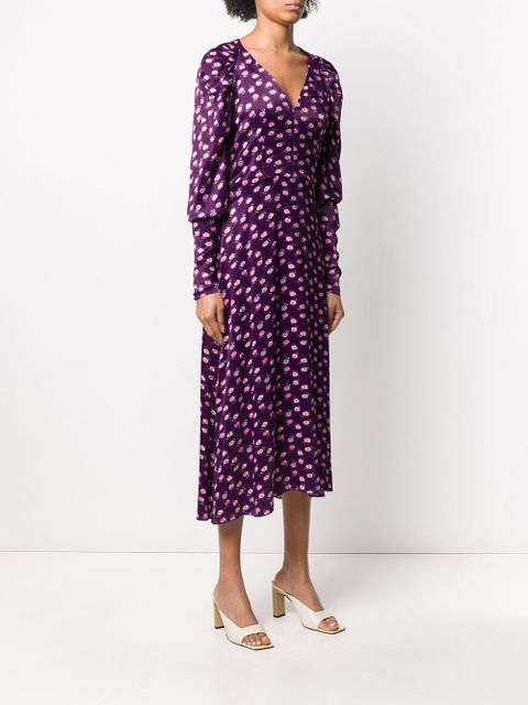 ROTATE BIRGER CHRISTENSEN pansy print midi dress - Purple