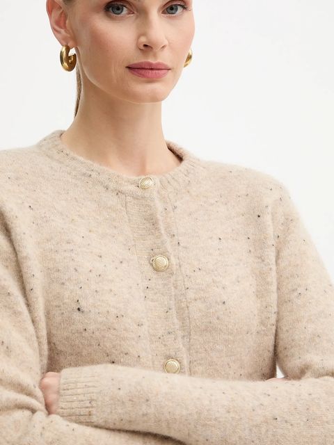 Marella kardigan z dodatkiem wełny damski kolor beżowy 2523346132200