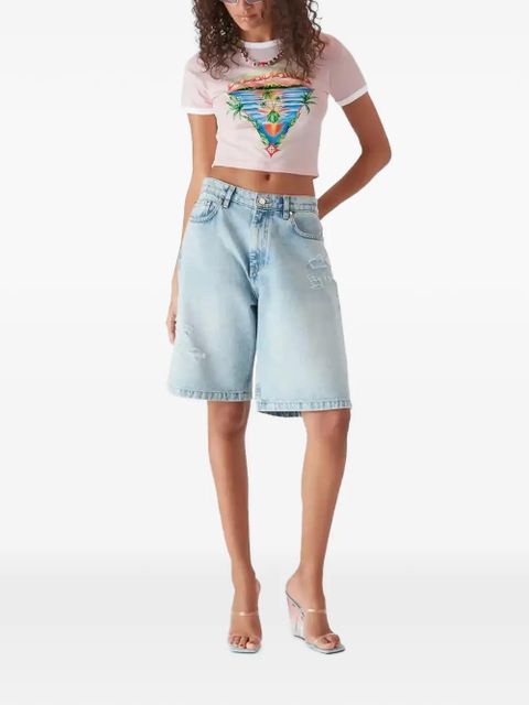 Casablanca graphic short-sleeve cropped T-shirt - Pink - zdjęcie produktu nr 2