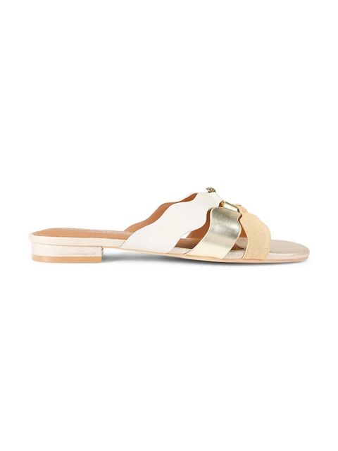Kurt Geiger London klapki na płaskim obcasie damskie skórzane Sun Wave Flat Sandal - zdjęcie produktu nr 2