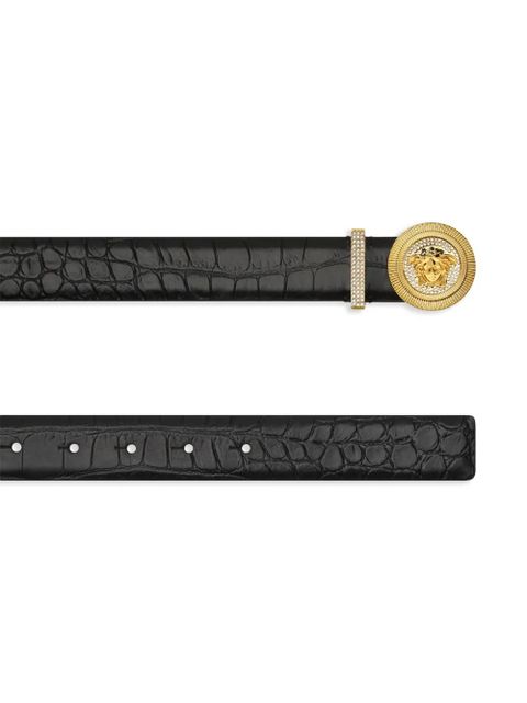 Versace Medusa Biggie croc-effect belt - Black - zdjęcie produktu nr 2