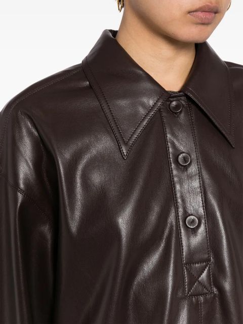 Nanushka Clarice faux leather polo shirt - Brown