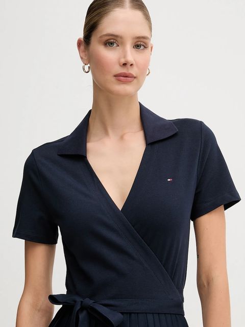 Tommy Hilfiger sukienka kolor granatowy maxi rozkloszowana WW0WW45733