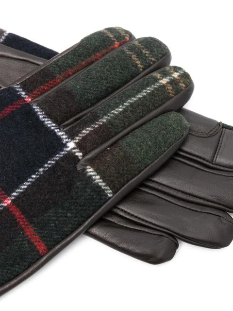 Barbour Aubrey tartan-check panelled leather gloves - Brown - zdjęcie produktu nr 2