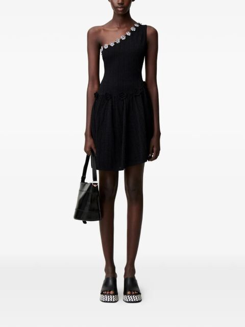 Claudie Pierlot flower-appliqué one-shoulder knitted mini dress - Black - zdjęcie produktu nr 2