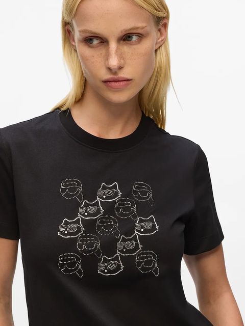 Karl Lagerfeld t-shirt bawełniany IKON damski kolor czarny A4W17098