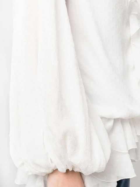 Blumarine fil coupé ruffled blouse - White