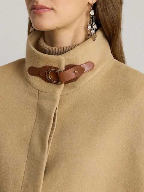 Lauren Ralph Lauren płaszcz z dodatkiem wełny kolor beżowy 297P04145