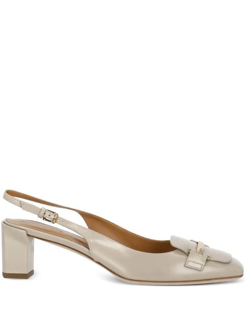 Tod's 60mm squared-toe metallic-logo pumps - Neutrals - zdjęcie produktu nr 1