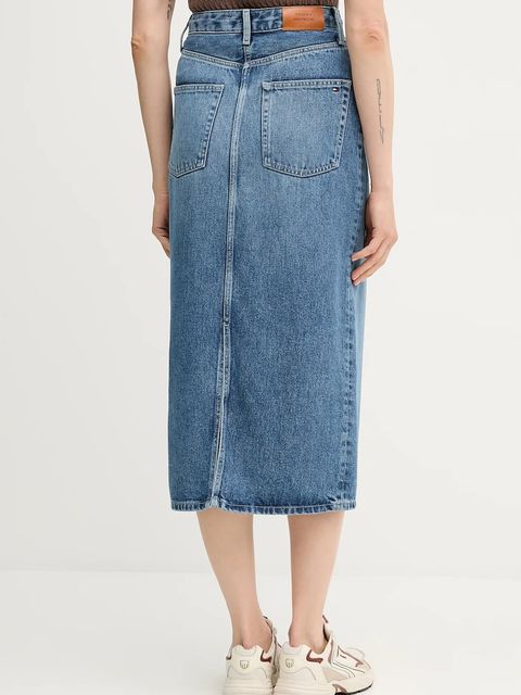 Tommy Hilfiger spódnica jeansowa kolor niebieski midi prosta WW0WW46503 - zdjęcie produktu nr 2