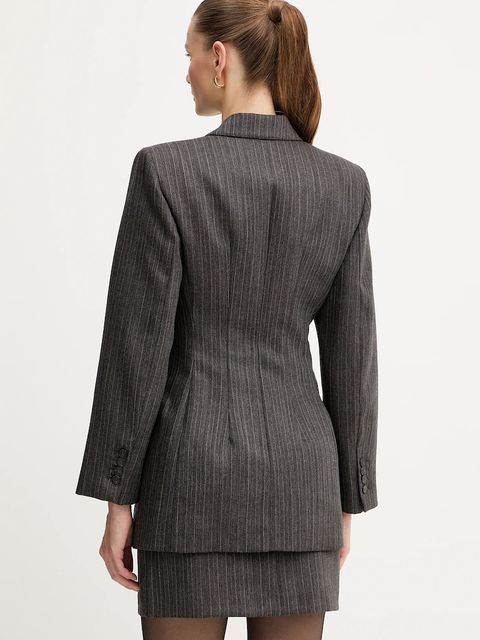 Marella marynarka wełniana kolor brązowy jednorzędowa wzorzysta 2523046052200