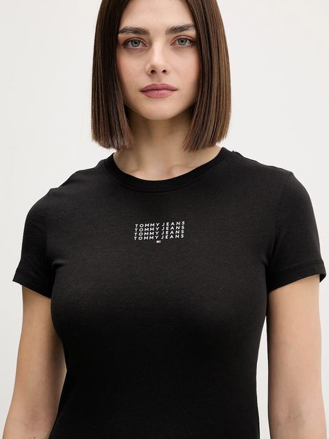 Tommy Jeans t-shirt bawełniany damski kolor czarny DW0DW21841