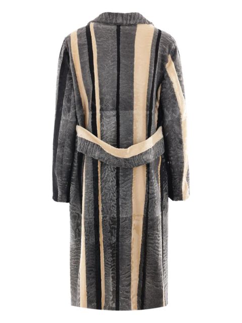 Prada striped fur coat - Black