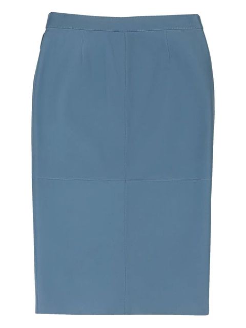 Loro Piana wrap-effect leather pencil skirt - Blue - zdjęcie produktu nr 2