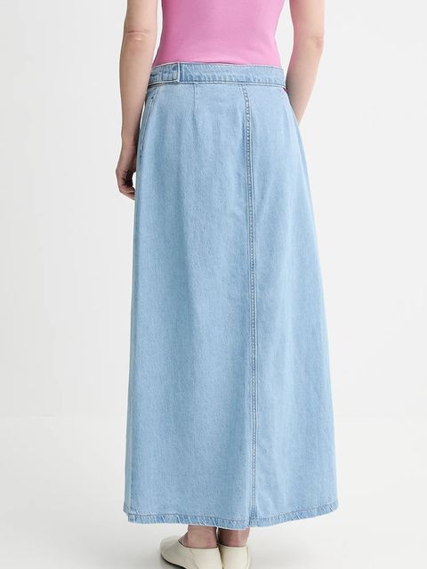 Levi's spódnica jeansowa COLUMN WRAP SKIRT kolor niebieski maxi prosta 001VG - zdjęcie produktu nr 2