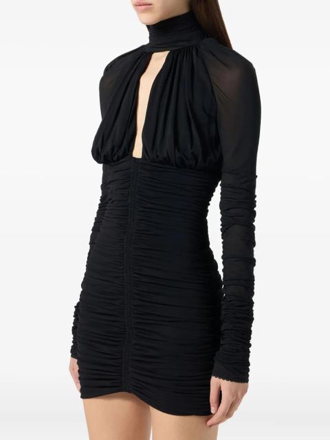 Blumarine ruched long-sleeve mini dress - Black